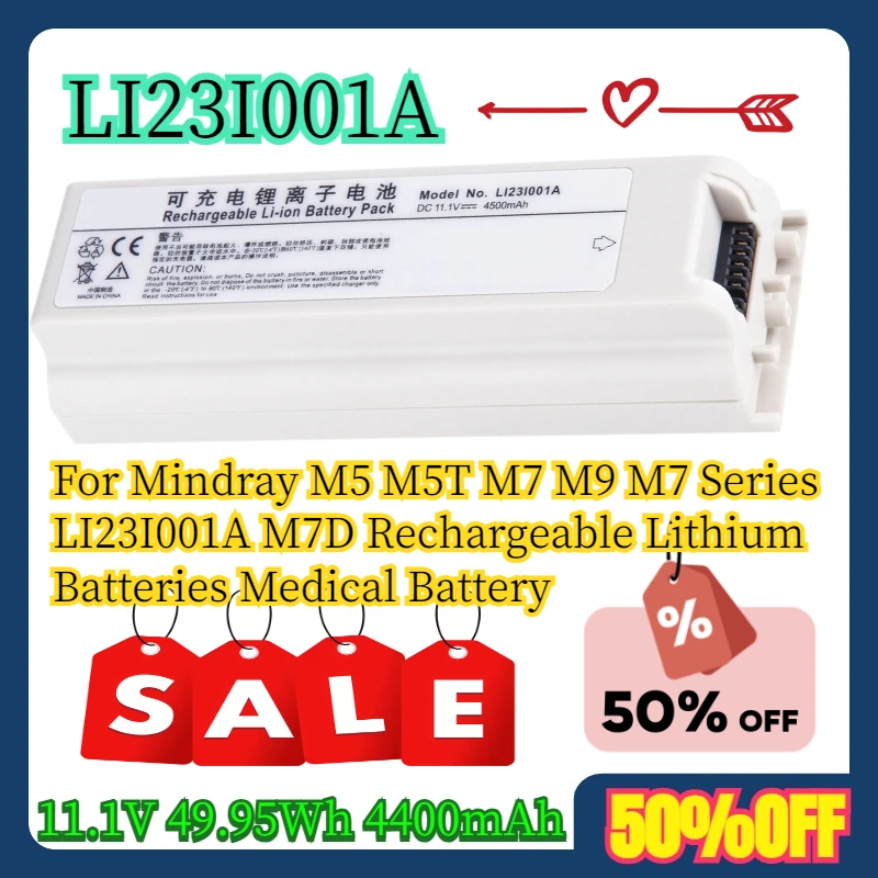 

Для Mindray M5 M5T M7 M9 M7 Series LI23I001A M7D литиевые аккумуляторные батареи LI23I001A 11,1 В 49,95 Втч 4400 мАч Медицинская батарея