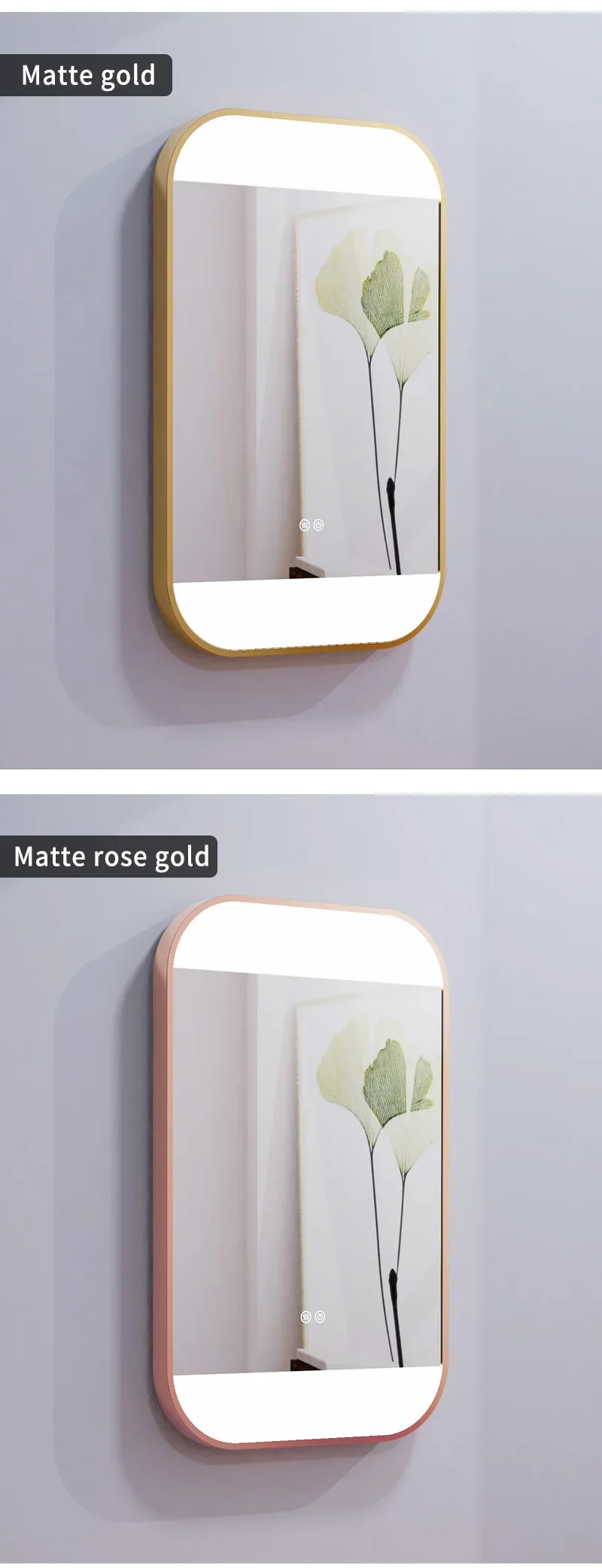 Creative Shape Custom LED Smart Bathroom Makeup Mirror With Metal Frame Anti Fog Sensor Switch Backlit Bathroom Wall Mirror