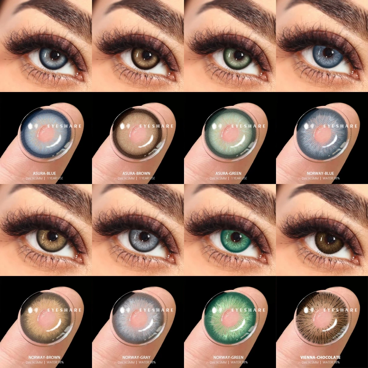 EYESHARE 2 Stück farbige Kontaktlinsen, natürlicher Look, braune Augenlinsen, graue kontaktblaue Linsen, schnelle Lieferung, grüne Augenlinsen
