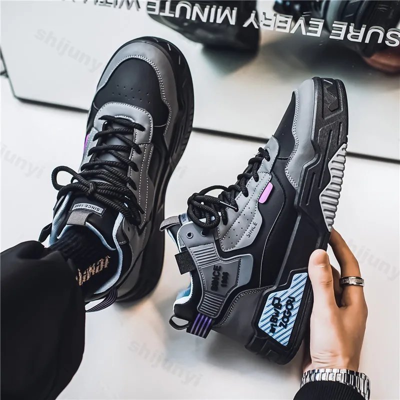 

Casual Sports Shoes for Men 2025 Spring New Thick Soled High Top Fashion Trend Shoes Comfortable Color Blocked Platform sneakers