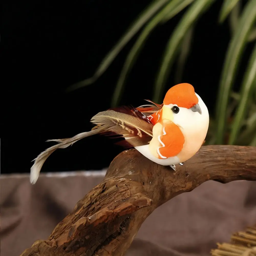 Simulation Feathered Bird Handmade Realistic Animal Figurine Craft Garden Patio Home Decoration Ornament Pastoral Style