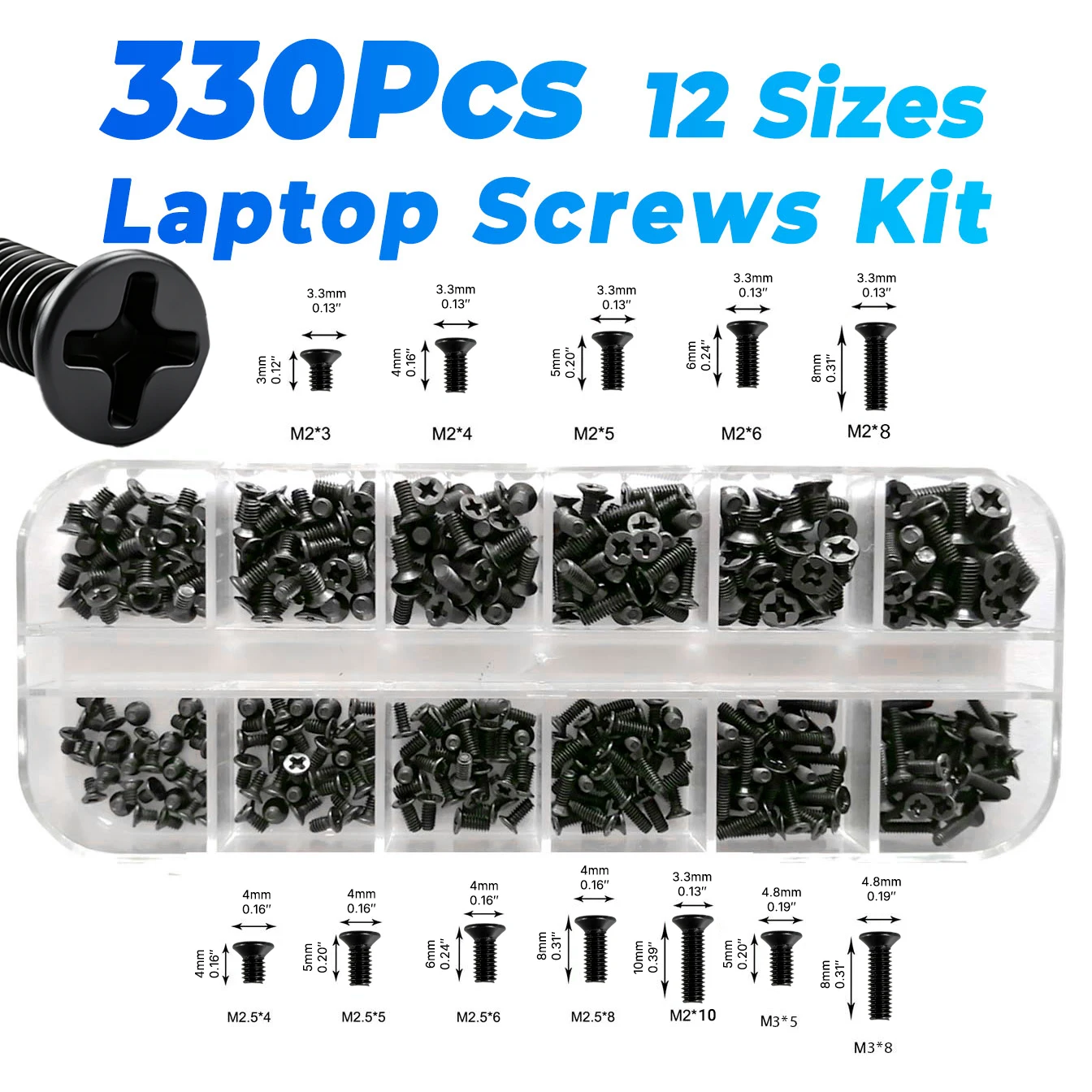 12 Größen Laptop-Schrauben-Set M2 M2,5 M3 für Lenovo HP Dell SSD HDD SATA M.2 Acer Asus Samsung Toshiba Notebook-Reparatur-Ersatz