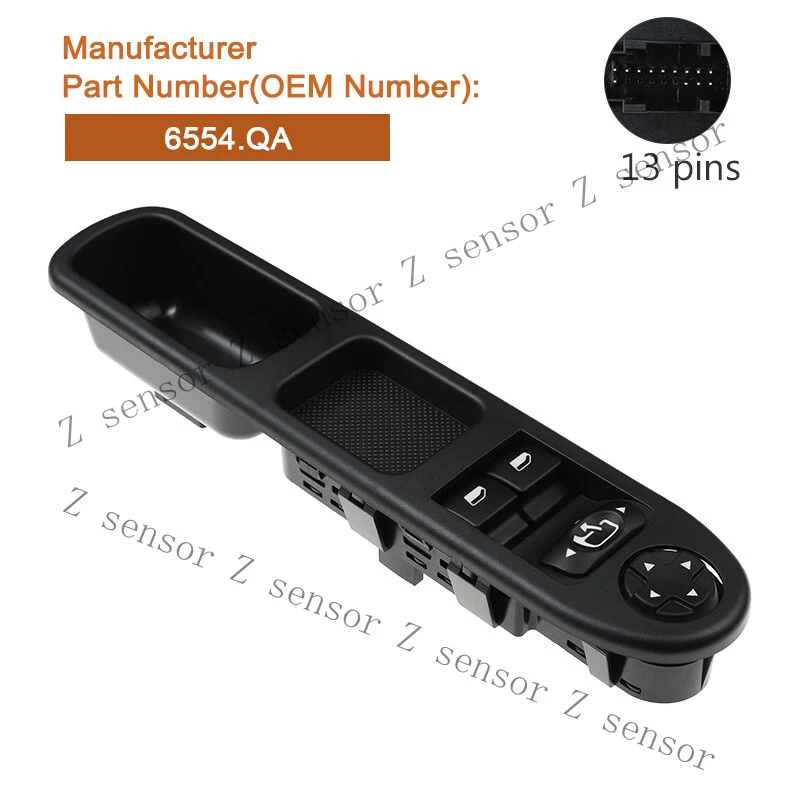 Z+ 6554.QA Electricl Master Power Window Switch for for Peugeot 207 207SW 207CC
