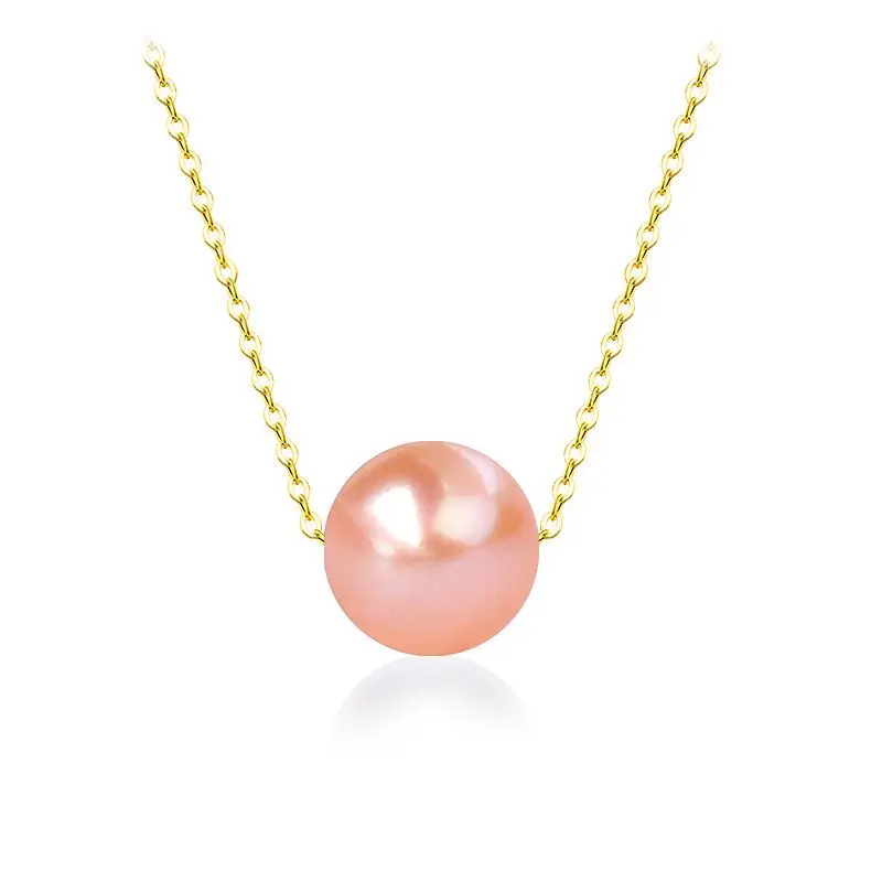 

100% 18K Yellow Gold Necklace Pendant Natural Freshwater Pearls Fine Jewelry Wedding Party For Women AU750 X235