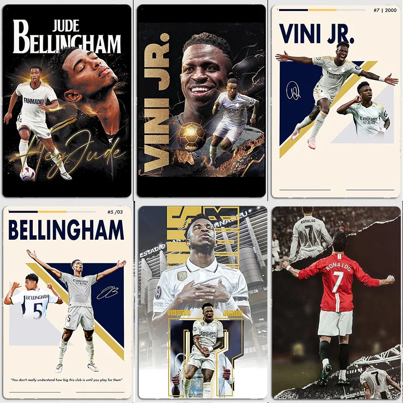 

Jude Bellingham and Vini Jr. Cristiano Ronaldo Poster Metal Sign Posters Bar Football Club Home Decor Room Decoration Wall Decor