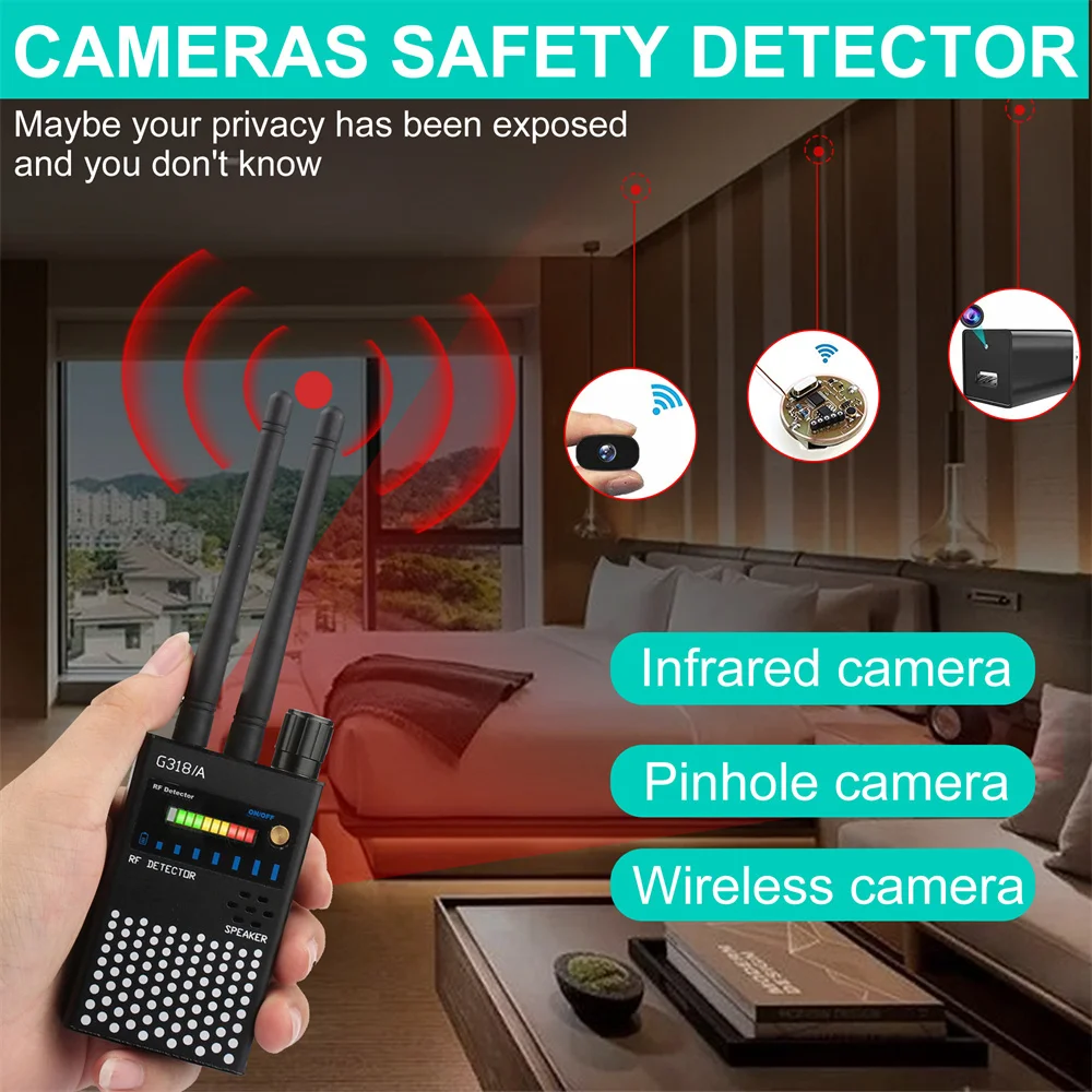 

Anti Candid Wireless Camera Detector GPS Tracer Finder RF Mobile Phone Signal Detect WiFi Bug Finder GSM Radio Device Scanner