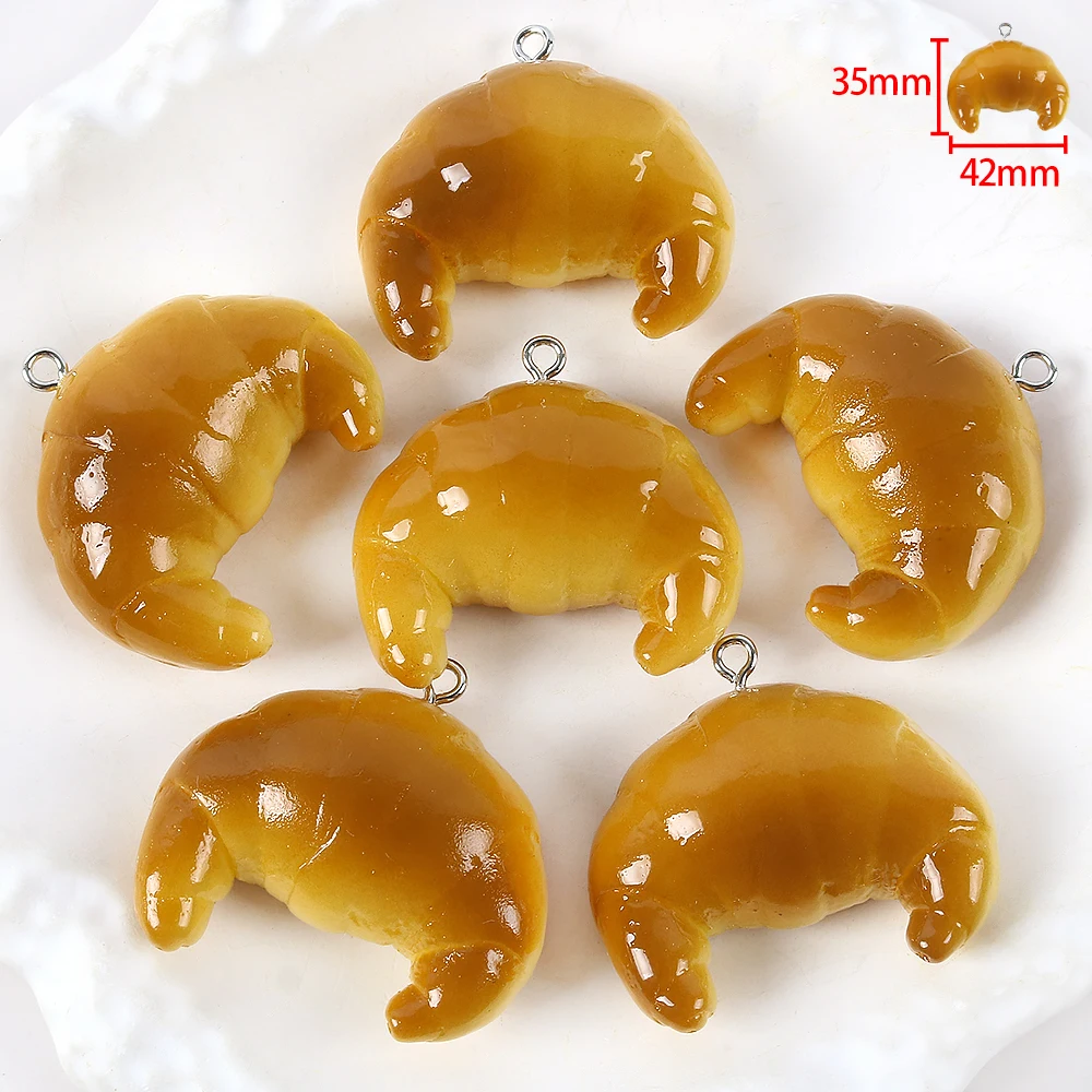 

1pc Cute Simulation Food Charms Kids Toys Resin Croissants Puffs Doughnut Cookies Pendants for Necklace Keychain Jewelry DIY