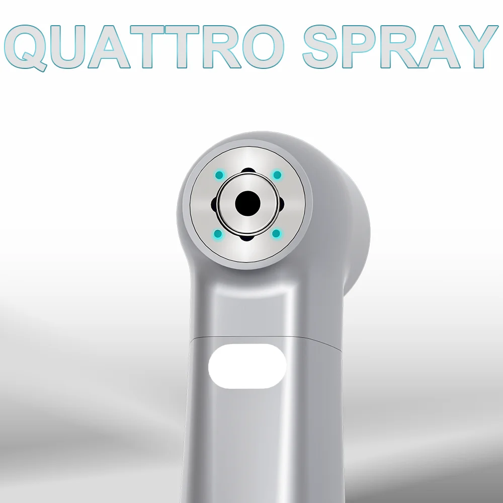 Dental 1:5 Increasing Red Ring Contra Angle Low Speed Quattro Water Spray Push Handpiece With Optic Fiber For E-TYPE Motor
