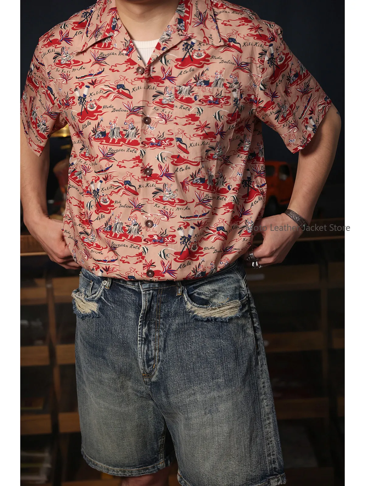 ALOHA SHIRTS American Vintage Casual Hawaiian Cuban Collar Beach Short Sleeve Shirt