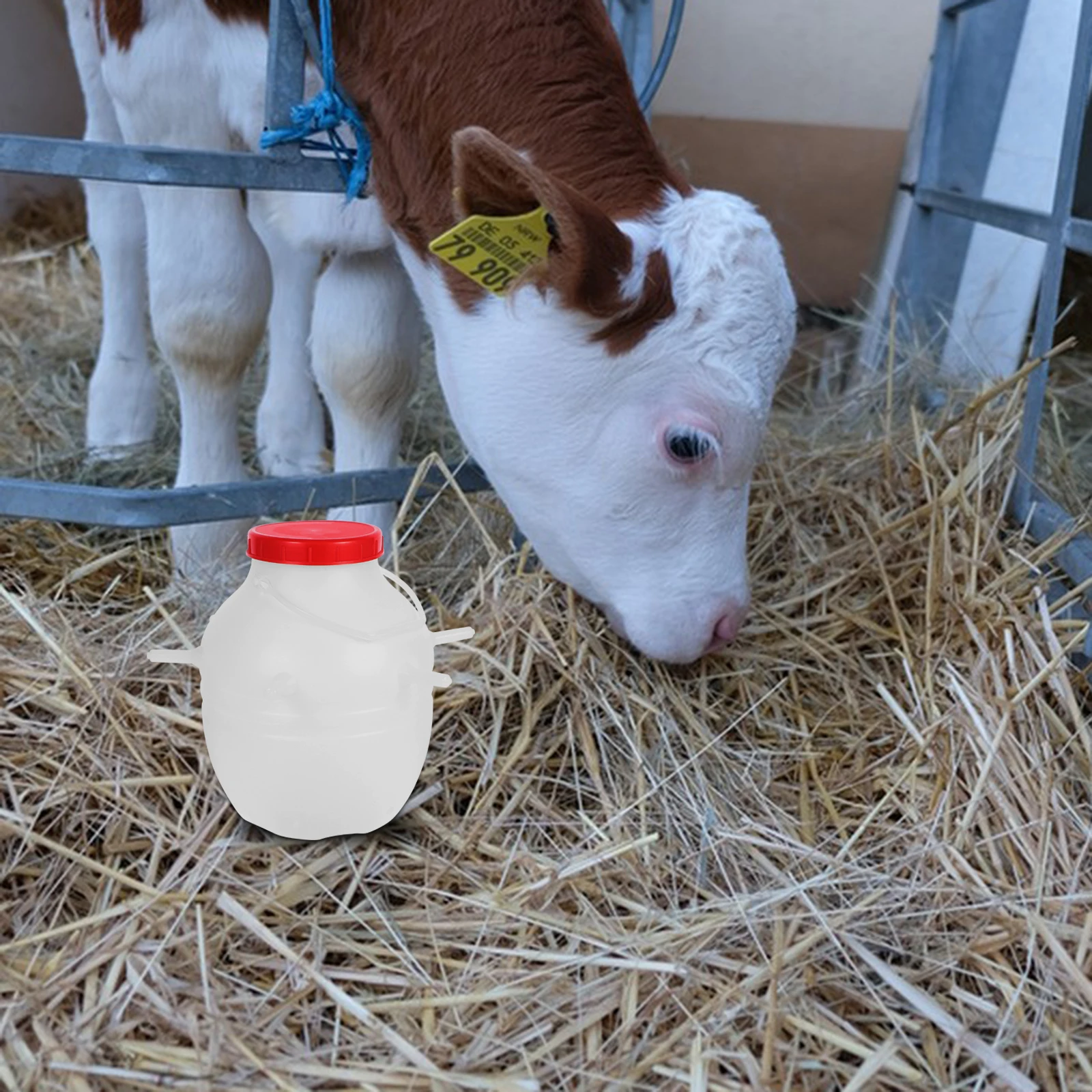 

8L Lamb Feeding Bucket Silicone Teat Calf Sheep Goat Livestock Nursing Bottle Animal Milk Container Pet Supplies