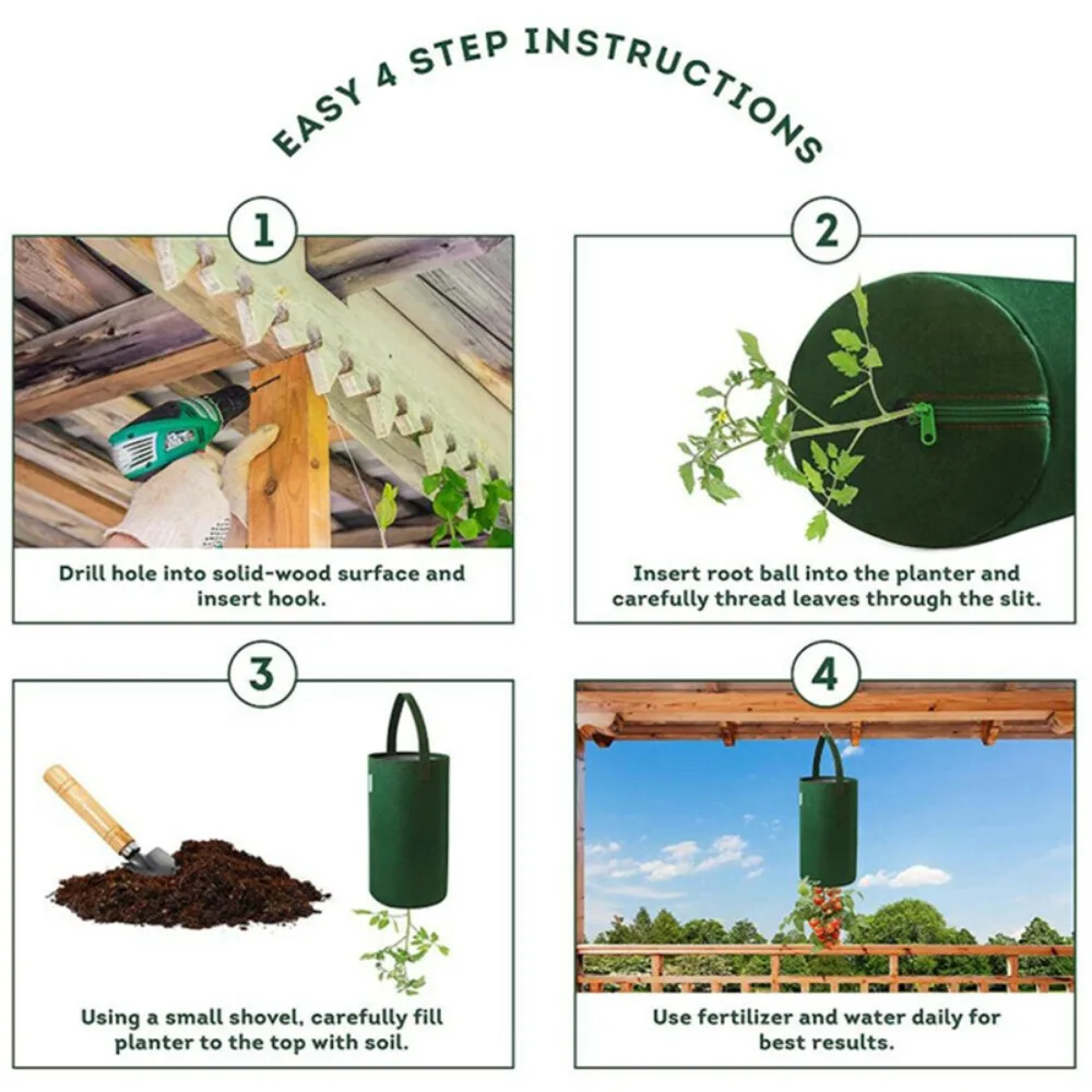 Plant Felt Hanging Tomato Grow Bag Plant Pot Upside Down Planter Multi-Function