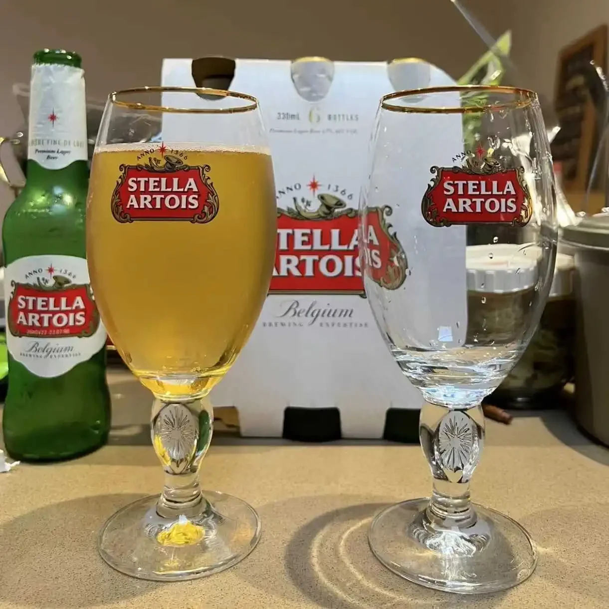 Original  Beer Glasses European Style High Footed Crystal Glass Cups for Cold Drinks And Beers Premium Quality Drinkware