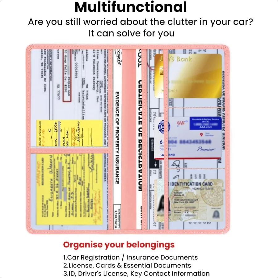 Модернизированная версия, держатель для регистрации и страхования автомобиля, органайзер для документов премиум-класса, автомобильный органайзер для перчаток, органайзер для документов, автомобиль