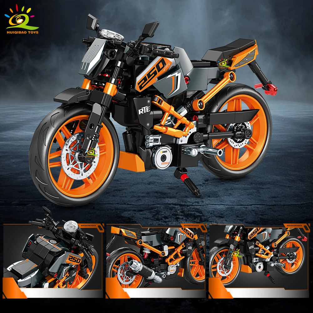 HUIQIBAO MOC Motorrad-Modellbausatz, City Moto Racer Bausteine, Spielzeug für Kinder, Jungen, Erwachsene, Auto-Set, Heimdekoration – Detail 18
