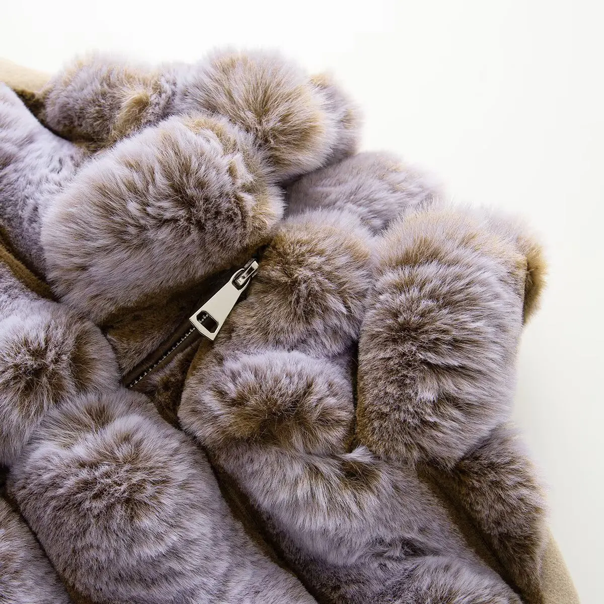 KASLEAD New Women's Fashion Thickened Loose Stand Collar Patchwork Color Block Fur Coat Autumn Winter Seasonal Ladies' Wear