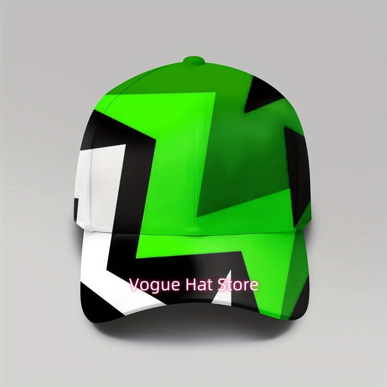 1pc, Geometric Abstract Pattern Baseball Cap, Bold Green Black White, Unisex, Casual Fashion, Outdoor Wear, Adjustable,, Breatha