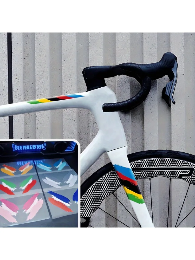 AliExpress NONE 2Pcs Creative Rainbow Graffiti Bike Stickers Set Waterproof Sun Protection Vinyl Decals for Road Bike Mountain Bike Frame Front