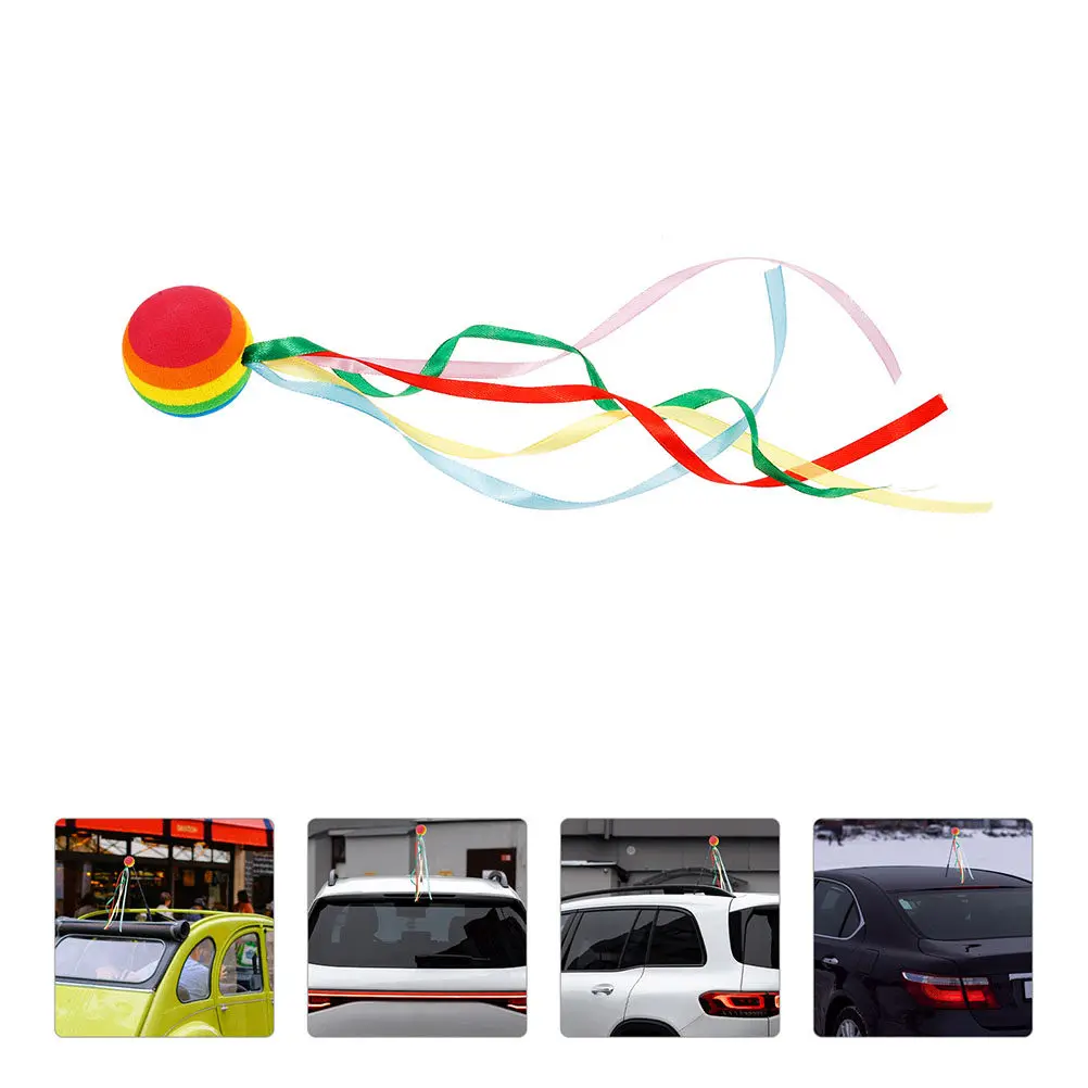 3Pcs Automotive Antenna Topper Vibrant Ribbon Car Decoration Ball for Exterior Styling Weatherproof on Design