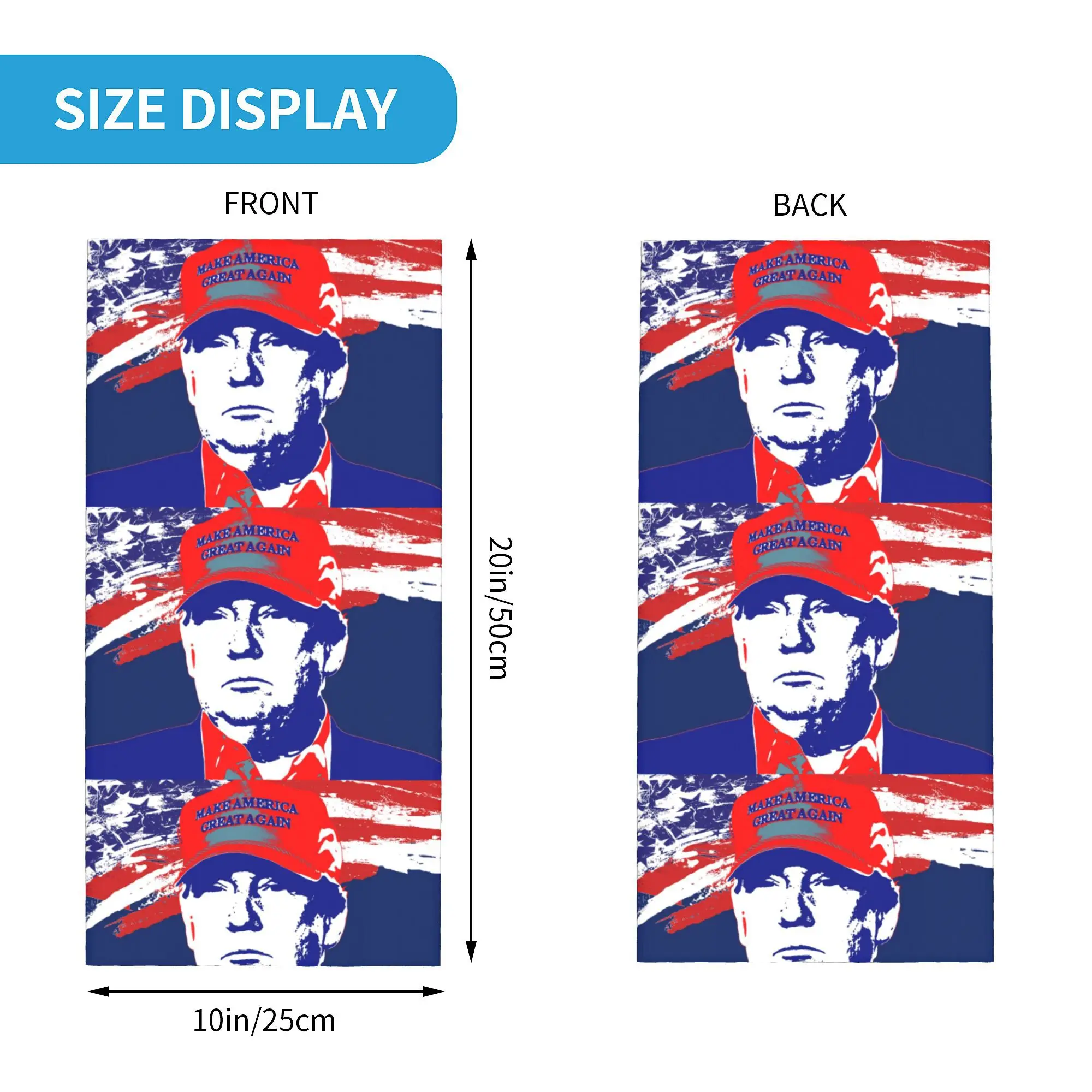 Custom Donald Trump MAGA Bandana Winter Neck Warmer Women Windproof Wrap Face Scarf for Ski  Gaiter Headband