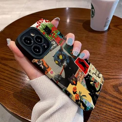Toothbrushing Cat Silicone Leather Case For Samsung Galaxy S21 S22 Plus A71 A52 A54 A51 A53 A23 A32 A31 A34 A72 A73 A14 A13 A12