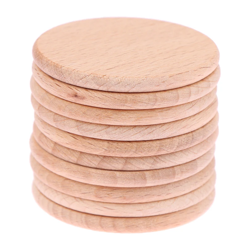 10Pcs 3.8cm Round Disc Unfinished Wood Circle Wood Pieces Cutouts Wooden DIY Ornaments For Craft Supplies Decoration