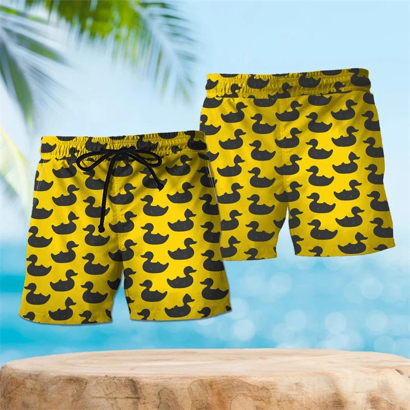 Funny Duck Party Graphic Short Pants For Men Hawaiian Mens Swim Short Beach Shorts Wild Ducks Women Trunks Mallard Male Bermudas