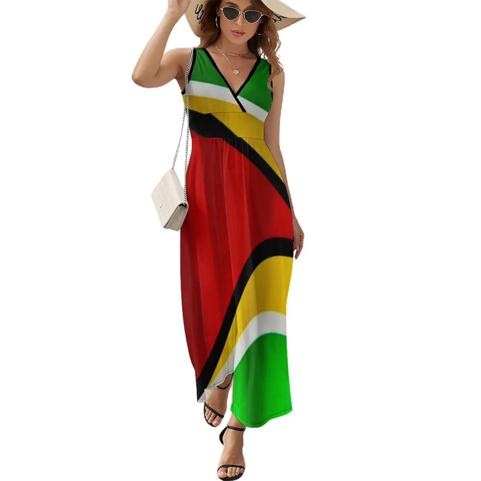 

Guyanese Flag ~ Guyana Sleeveless Dress evening dresses luxury 2024 Bridesmaid dress woman dresses summer