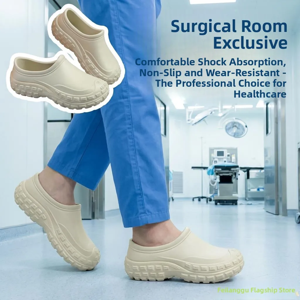 

Нескользящие хирургические тапочки для лабораторий и больниц, мужские зимние износостойкие тапочки с закрытым носком, подошва из ЭВА, искусственная кожа, повседневные тапочки