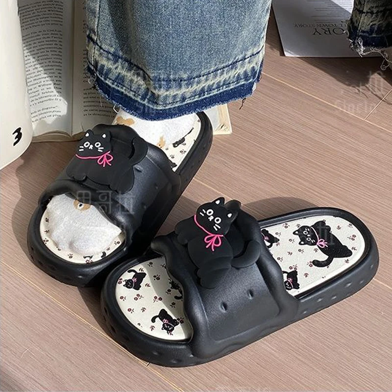 الطباعة لطيف الدب النساء النعال الصيف داخلي لينة الكرتون الصنادل الحمام المضادة للانزلاق في الهواء الطلق مريح الرجال حذاء فاخر زوجين