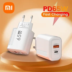 Xiaomi 65W GaN USB A/C Ports Charger Fast Charge Wall Charger For iPhone 15 Samsung Phone Charger QC 3.0 EU/US Quick Charge Plug