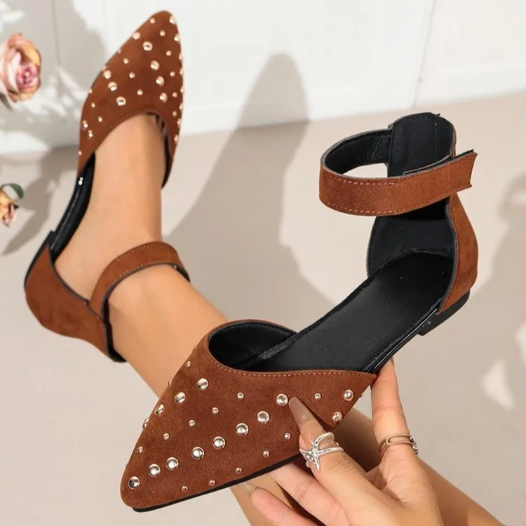 Women Flat Sandals 2026 Casual Fashion Sandals Pointed Stud Barefoot Shoes Lightweight Comfortable Shoes Women Zapatos De Mujer