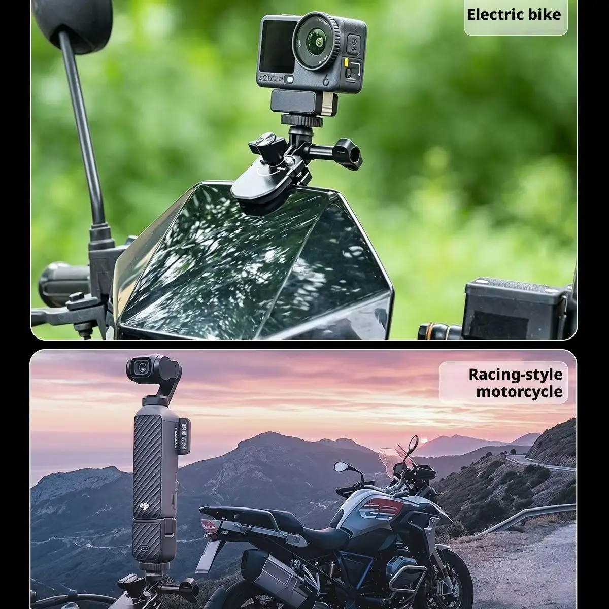 Motorcycle Windshield Clip For Insta360 X4 Ace Pro 2 DJI Action 5 Pro Phone GoPro 13 12 Action Camera Aluminum Alloy Mount Clip