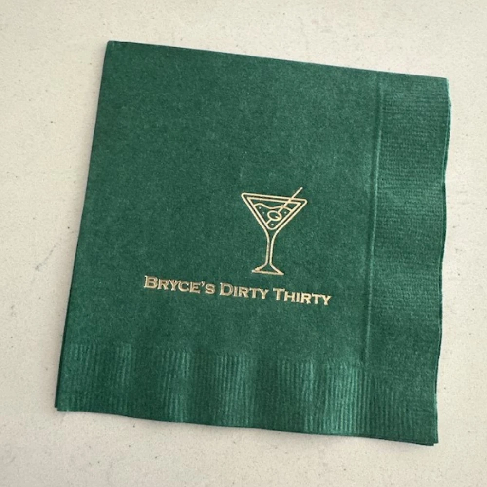 50Pcs Personalized Martini Glass Cocktail Napkins for Birthday,Anniversary and Engagement Parties Wedding Lunches Dinners Napkin