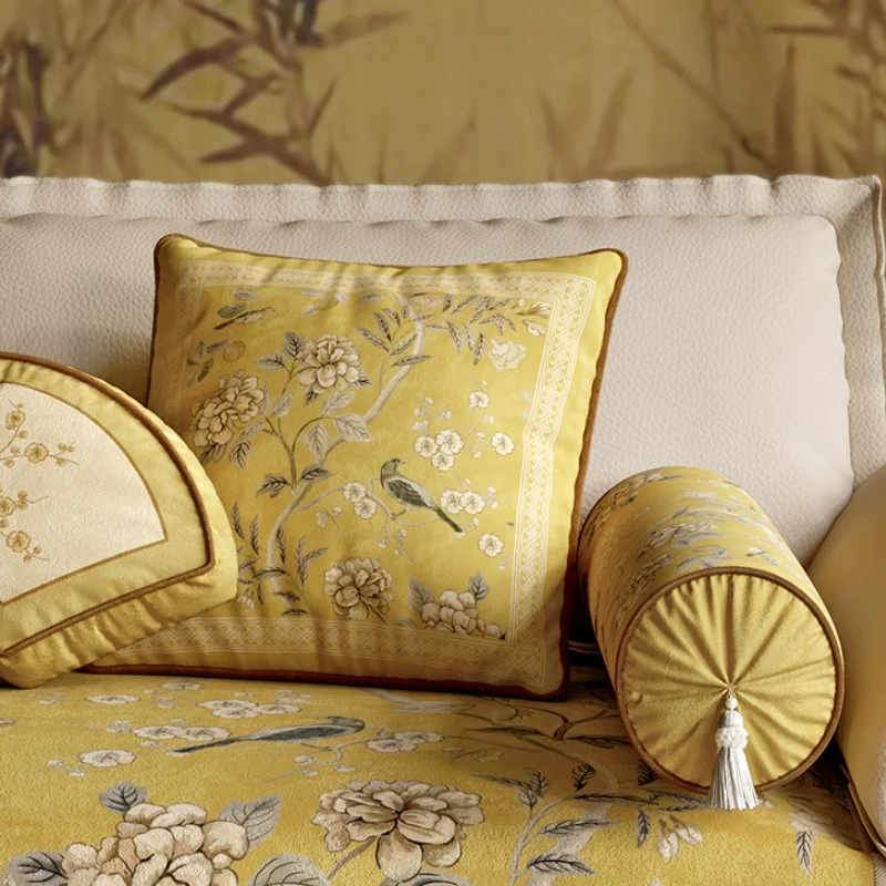 الصينية فلورا الطيور الوسائد الرجعية وسادة الكلاسيكية الفنية غرفة وسادة للديكور غطاء ل أريكة كرسي الفراش ديكورات المنزل #4