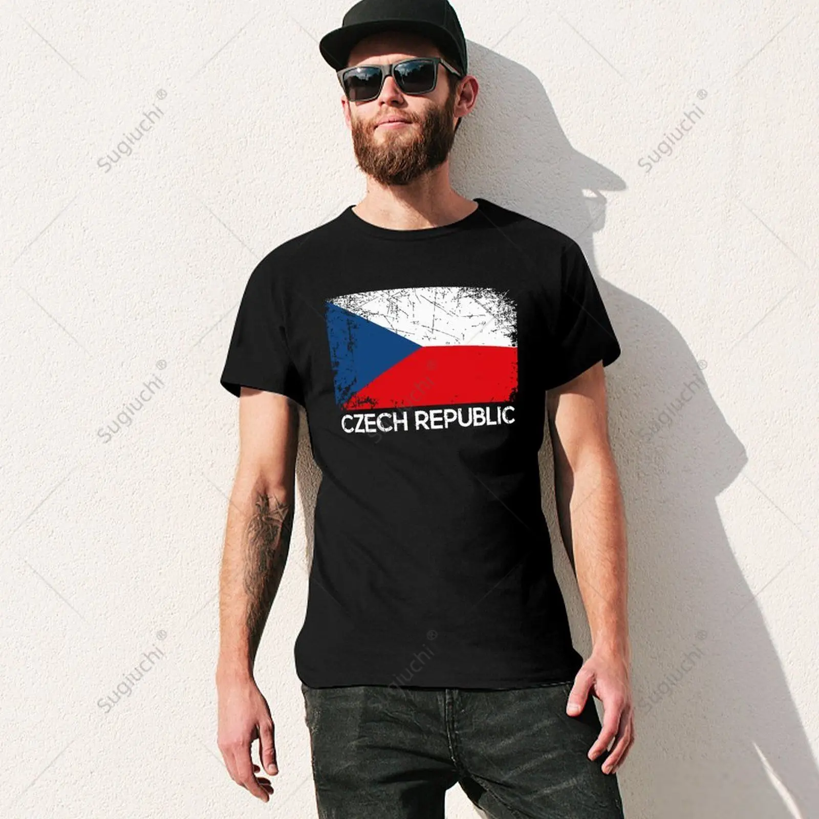 Unisex Men Vintage Czech Republic Flag Retro Tshirt Tees T Shirts Women Boys 100% Cotton T-Shirt view 2