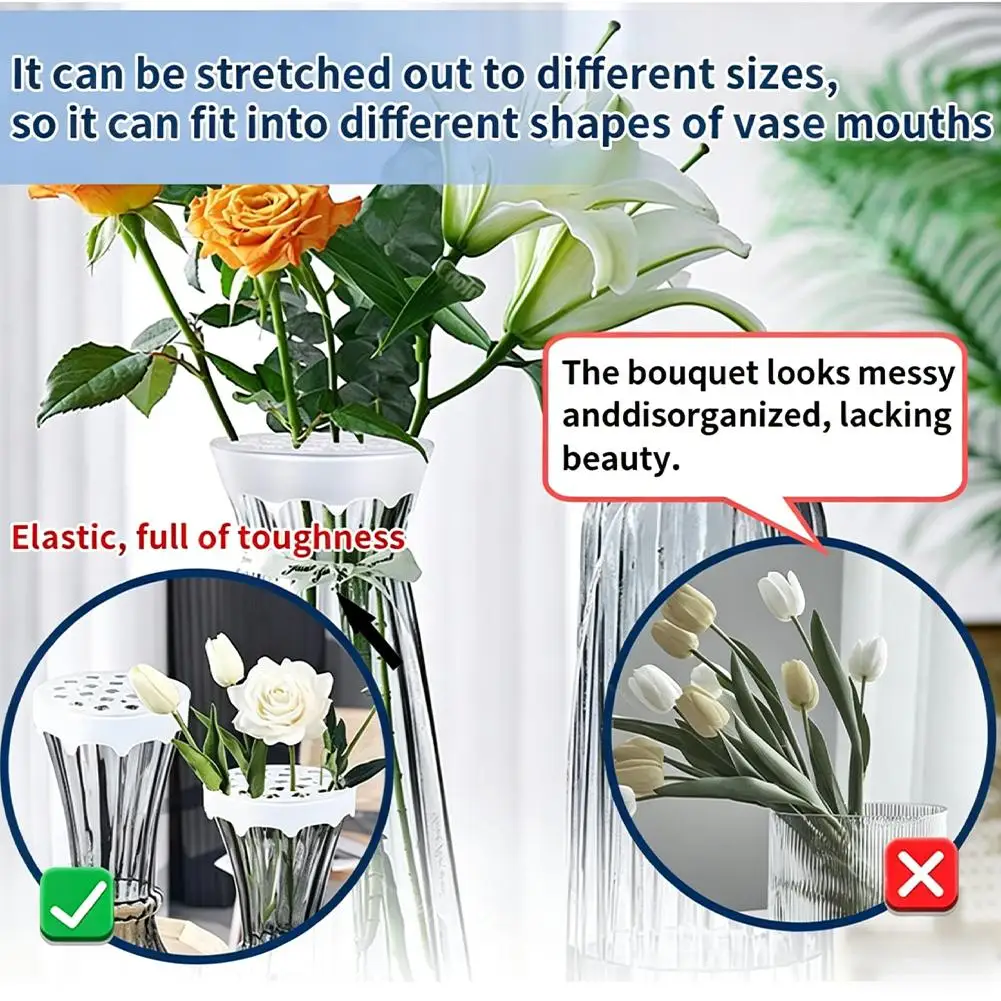 Flower Holder Arranger Silicone Flower Arrangement Grid Semi Transparent Flower Holder Arranger Spiral Ikebana Stem Holder - view 6
