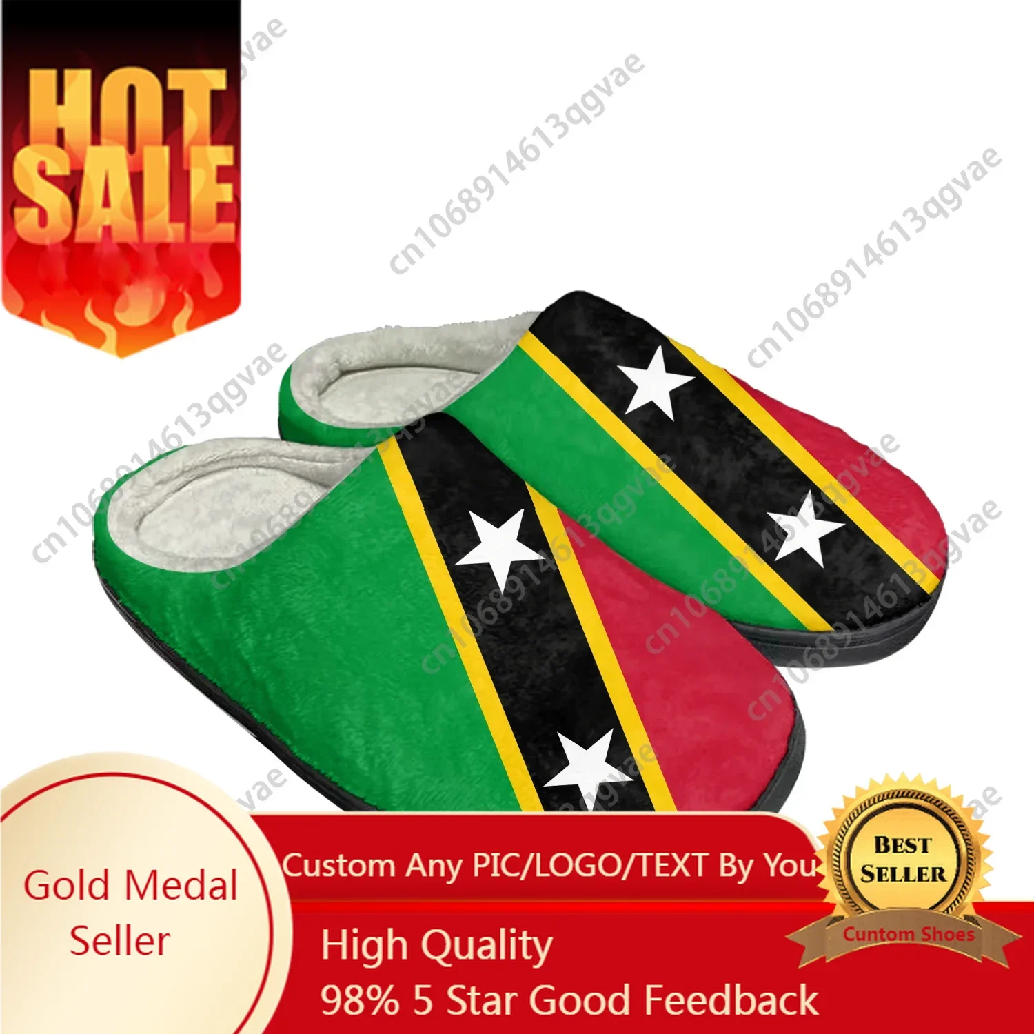 

St Kitts and Nevis Flag Home Cotton Custom Slippers Mens Womens Sandals Plush Bedroom Casual Keep Warm Shoes Thermal Slipper