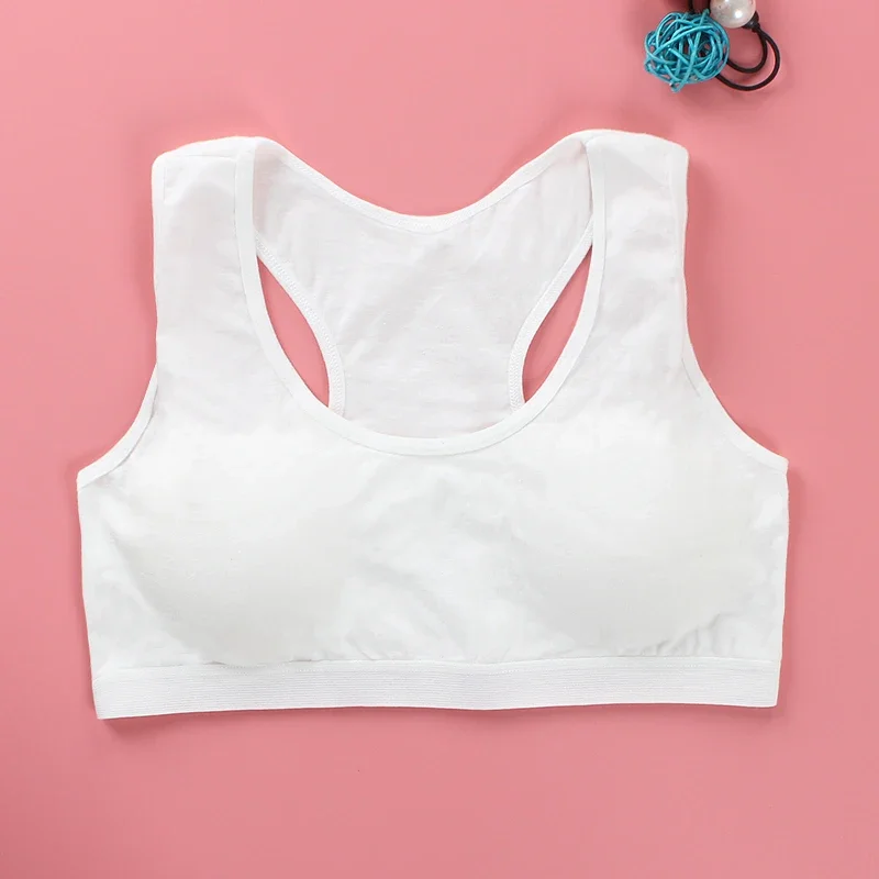 Teenage Cotton Sports Bra com Peito para Meninas, Teen Training Bra, Roupa Interior, 8-14Years Old Kids, 5 Pcs