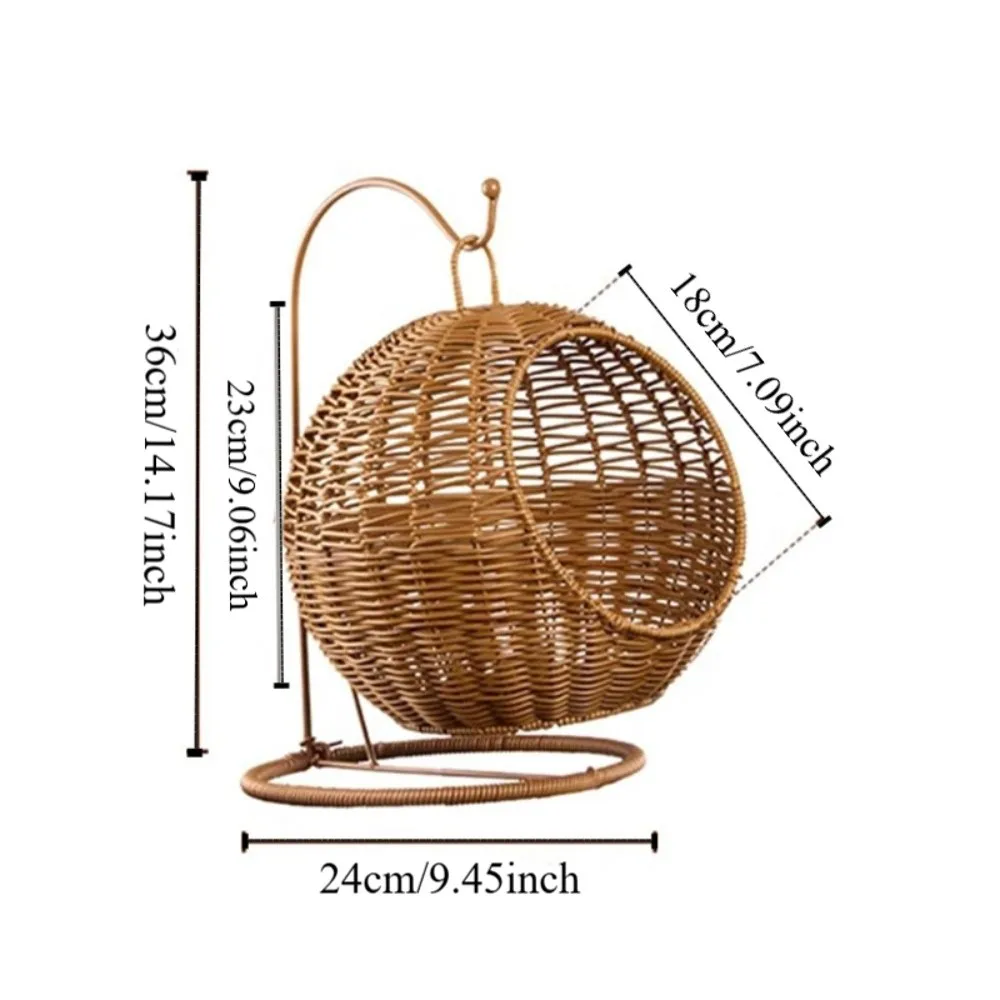 with Handle Woven Storage Basket Organizer Space Saving Imitation Vine Weaving Basket Multipurpose Decorative