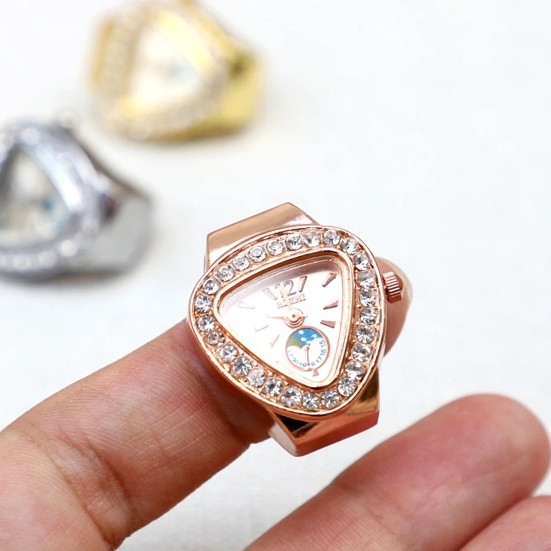 Mini-Ringe, Uhr, Edelstahlarmband, Legierungsgehäuse, für Männer, Frauen, Studenten, personalisierter Mode-Ring-Schmuck – Detail 3