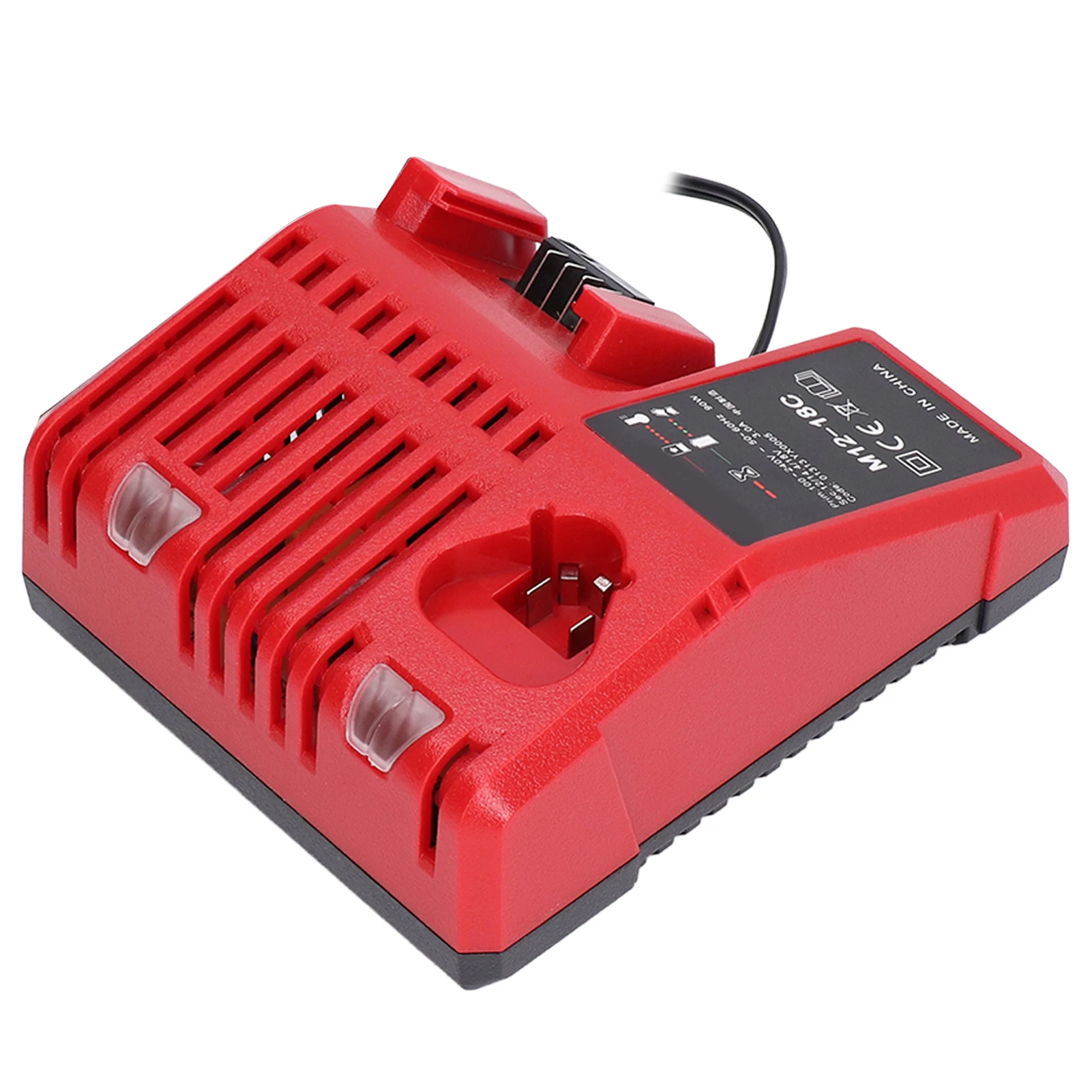 Plastic Lithium Battery Charger Red Black Housing Wall Mount Battery Pack Charger US Plug Charging Indicator Power Tool Charger