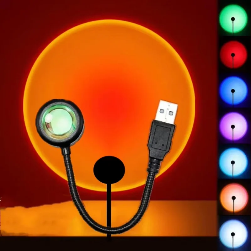 1-3pcs USB Sunset Lamp LED Rainbow Neon Night Light Projector Photography Wall Atmosphere Lighting for Bedroom Home Room Decor