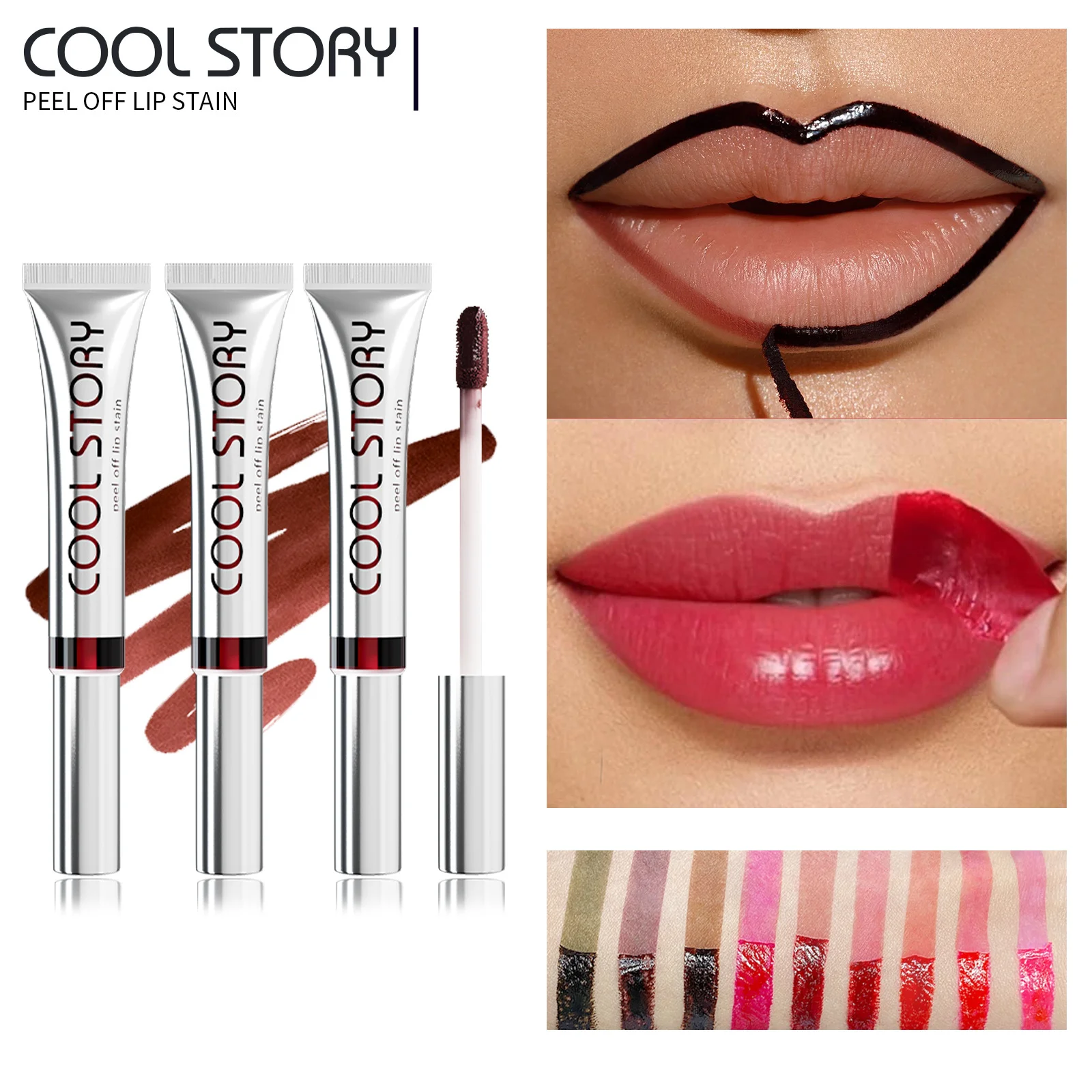 Coolstock ฉีก lip liner ลิปกลอสเนื้อแมทสีทึบไม่ติดถ้วยลิปสติกชนิดน้ําติดทนนานการเก็บรักษาสีกันน้ํา