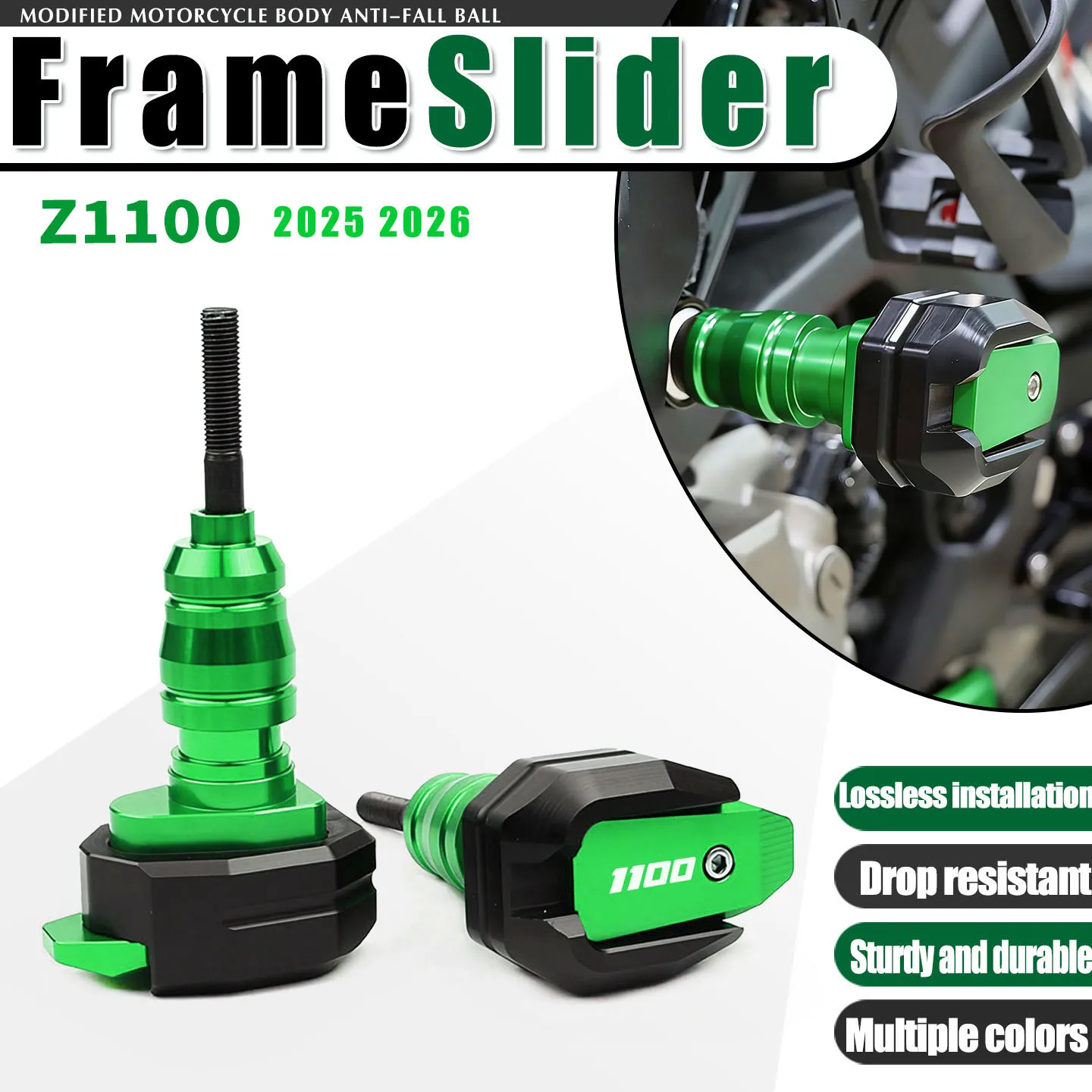 

For Z1100 Z 1100 2025 2026 Motorcycle CNC Falling Protection Frame Slider Fairing Guard Anti Crash Pad Protector