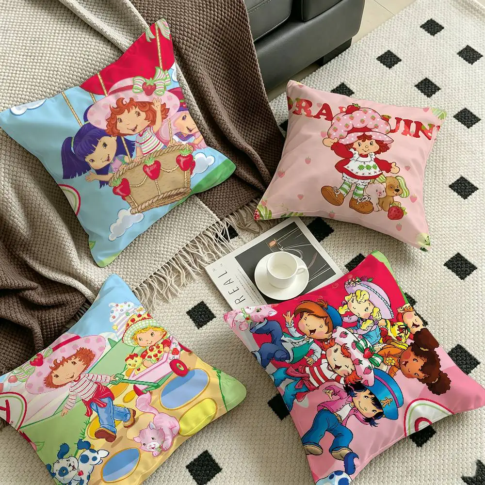 S-Strawberry shortcake Girl Personalized Pillow Dust Cover Bedroom Kids Party Decoration Pillowcase Birthday Children Gift