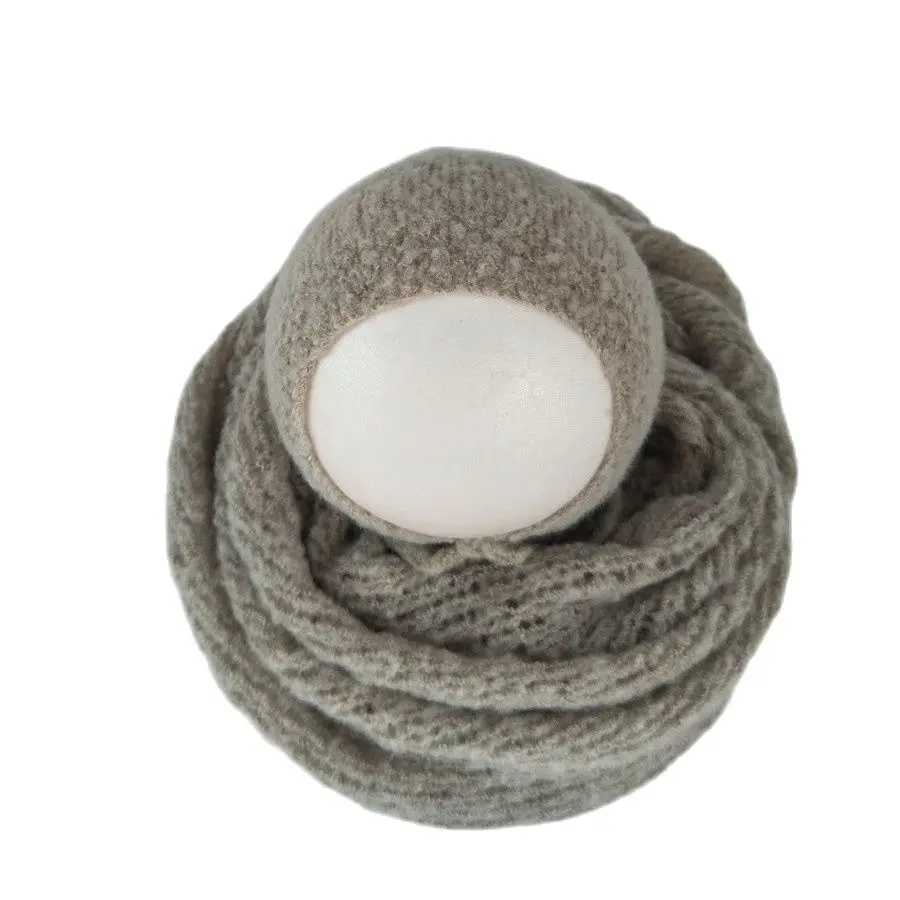 Stretch Knit 40X80cm Newborn Mohair Wrap Hat Set Baby Photography Swaddle Wrap Infant Shooting Outfits Newborn Baby Photo Props