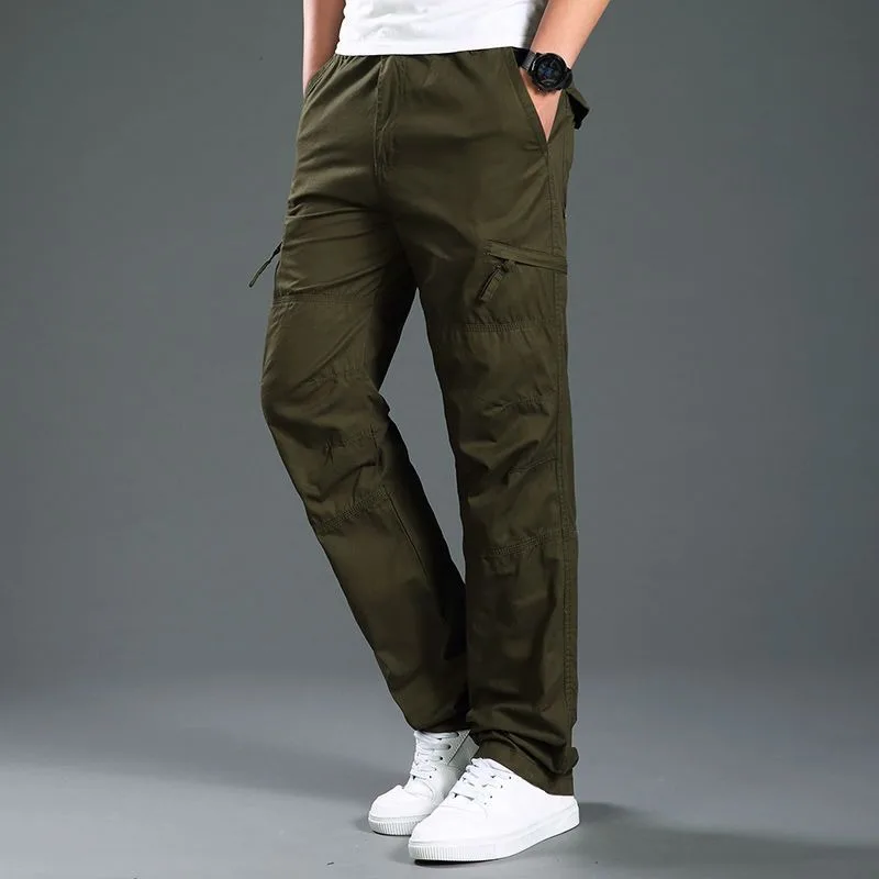 

Летние простые повседневные брюки, мужские прямые свободные рабочие брюки, хлопковые дышащие брюки, мужские рабочие брюки с несколькими карманами