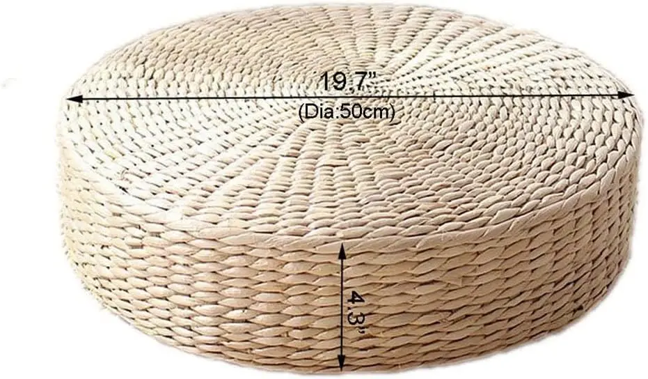 Floor Pillow Sitting Cushion,Round Padded Room Floor Straw Mat for Outdoor Seat( 2 Pack Bigger Size)