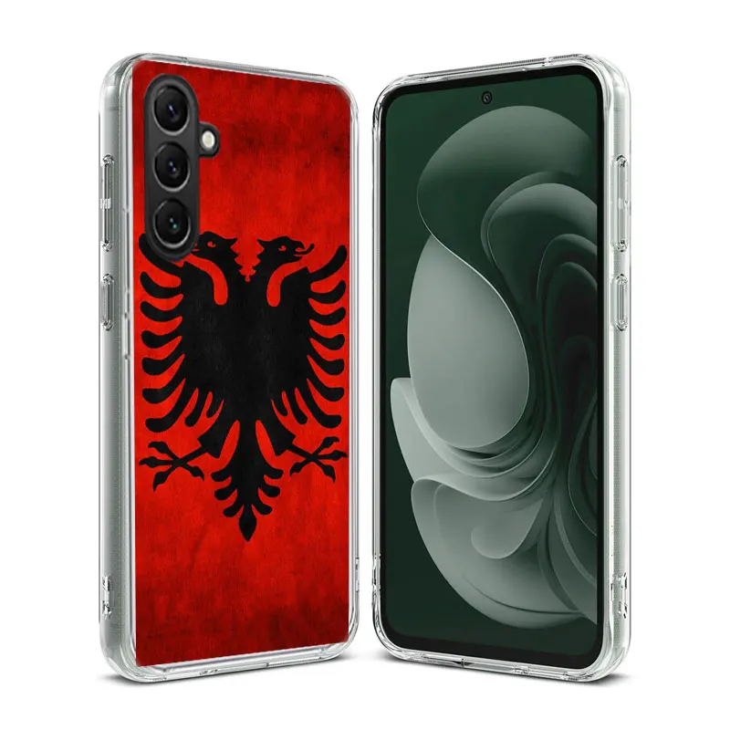 Albania Flag Eagle Phone Case Samsung A05S A15 A25 A35 A55 A04S A14 A24 A34 A54 Galaxy Note 20 Ultra 10 Lite 9 8 A6 A7 A8 A9 Plu