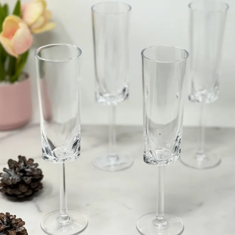 

4 Pack 4oz Oval Halo Plastic Champagne Flutes Unbreakable Mimosa Glasses Wedding Toast Flutes Reusable Shatterproof Drinkware